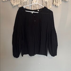 Max Studio Midnight Black Cotton Blouse